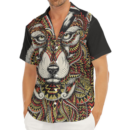Native American Wolf Spirit Animal Print Men's Deep V-Neck Shirt