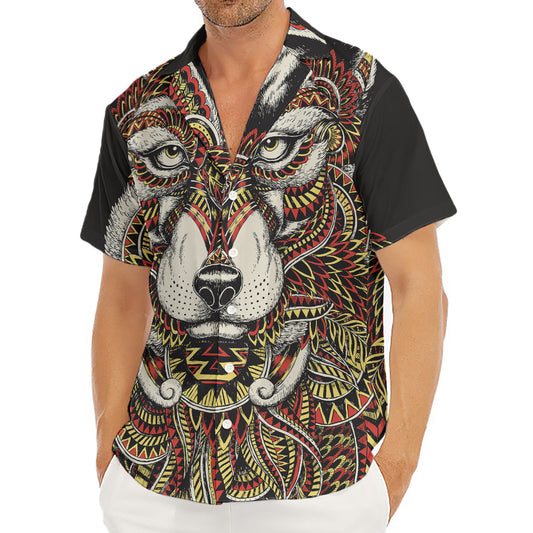 Native American Wolf Spirit Animal Print Men's Deep V-Neck Shirt