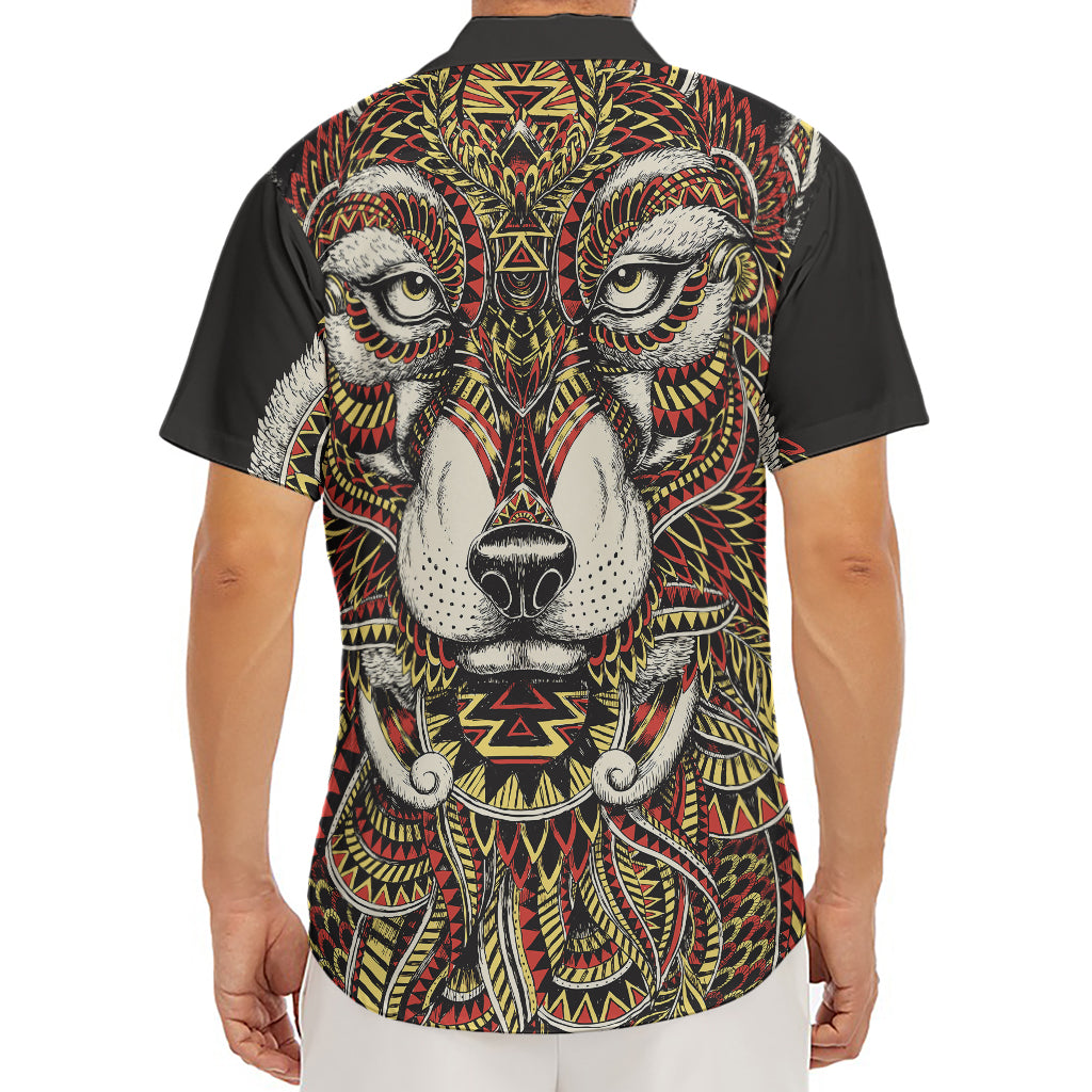 Native American Wolf Spirit Animal Print Men's Deep V-Neck Shirt