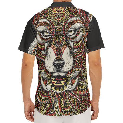 Native American Wolf Spirit Animal Print Men's Deep V-Neck Shirt