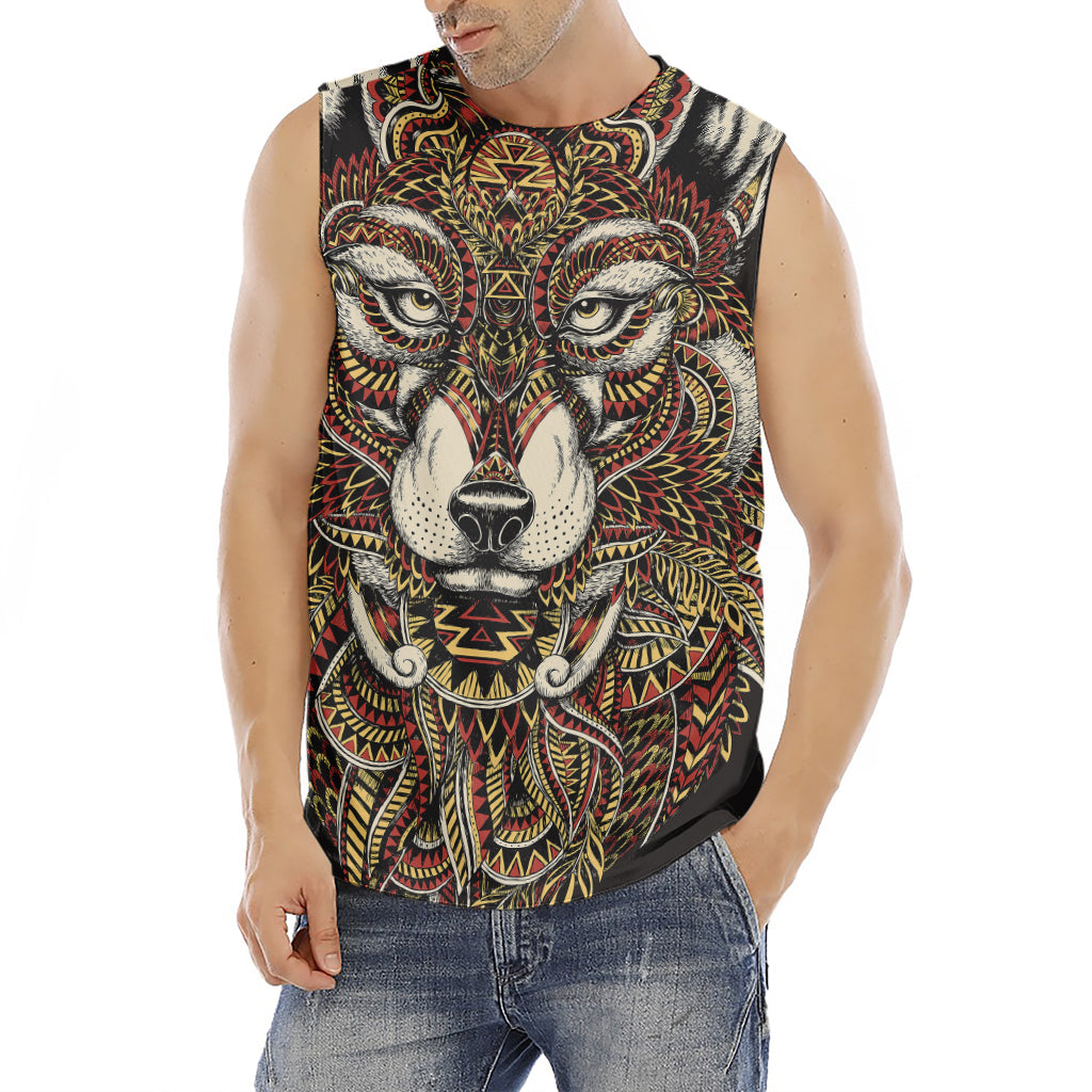 Native American Wolf Spirit Animal Print Men's Fitness Tank Top