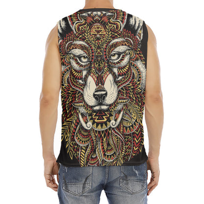 Native American Wolf Spirit Animal Print Men's Fitness Tank Top