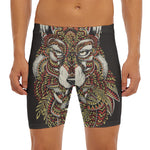 Native American Wolf Spirit Animal Print Men's Long Boxer Briefs