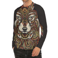 Native American Wolf Spirit Animal Print Men's Long Sleeve Rash Guard