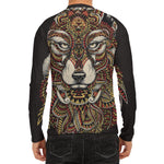 Native American Wolf Spirit Animal Print Men's Long Sleeve Rash Guard