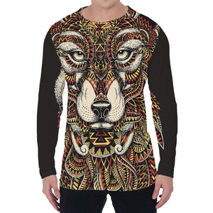 Native American Wolf Spirit Animal Print Men's Long Sleeve T-Shirt