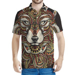 Native American Wolf Spirit Animal Print Men's Polo Shirt