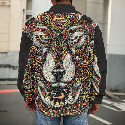 Native American Wolf Spirit Animal Print Men's Shirt Jacket