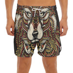 Native American Wolf Spirit Animal Print Men's Split Running Shorts