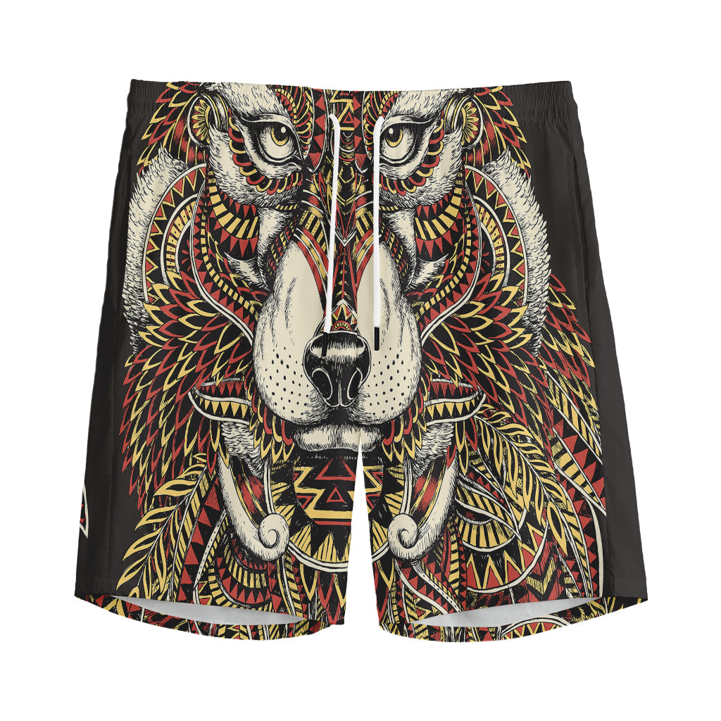 Native American Wolf Spirit Animal Print Men's Sports Shorts
