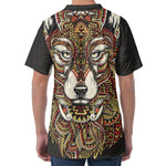 Native American Wolf Spirit Animal Print Men's Velvet T-Shirt