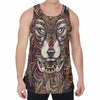 Native American Wolf Spirit Animal Print Men's Velvet Tank Top