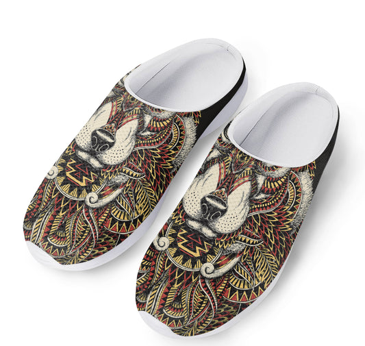 Native American Wolf Spirit Animal Print Mesh Casual Shoes