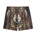 Native American Wolf Spirit Animal Print Mesh Shorts