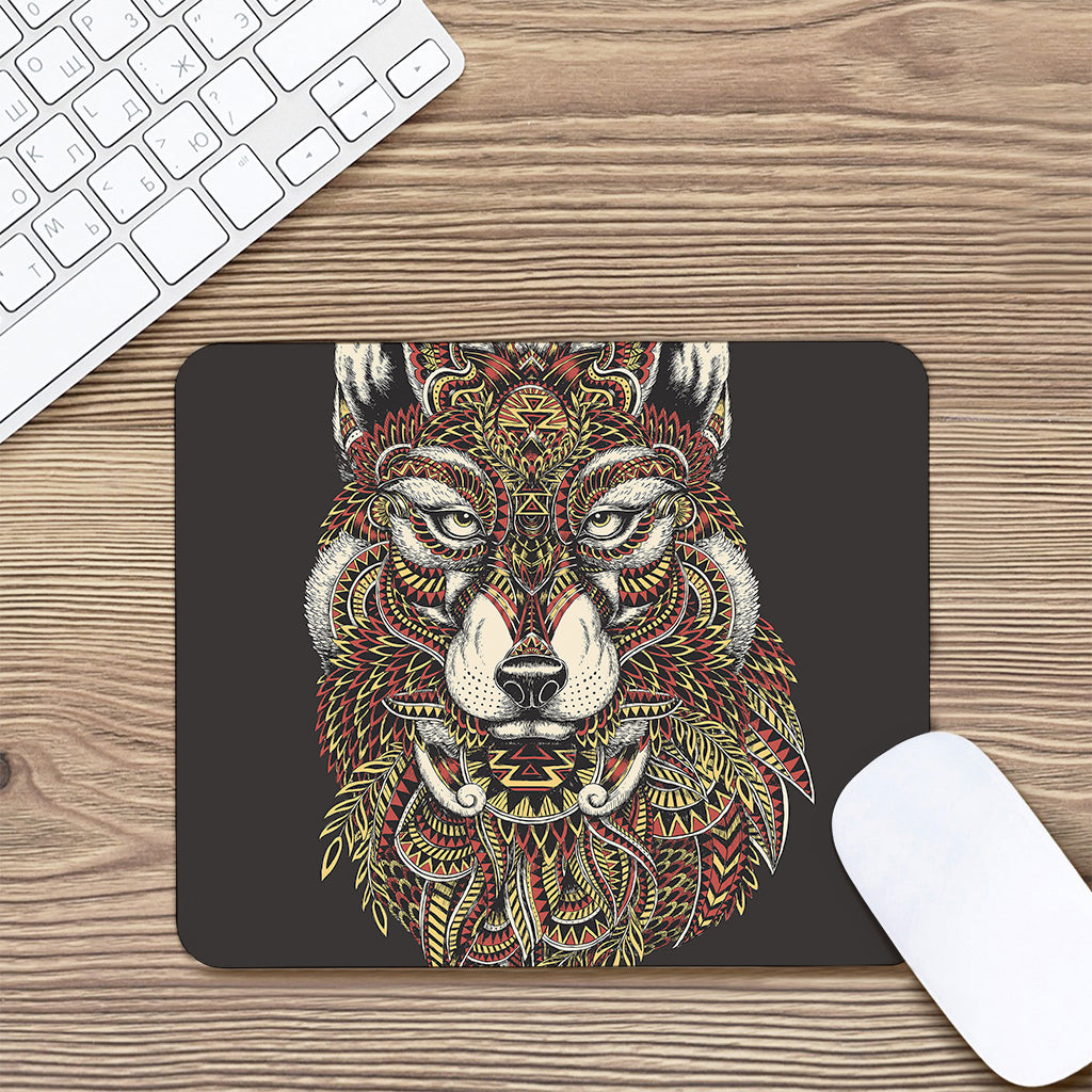 Native American Wolf Spirit Animal Print Mouse Pad