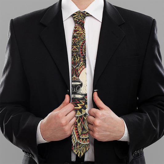 Native American Wolf Spirit Animal Print Necktie