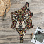 Native American Wolf Spirit Animal Print One Shoulder Bodysuit