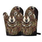 Native American Wolf Spirit Animal Print Oven Mitts