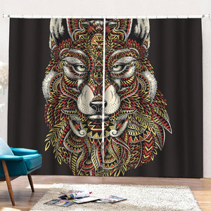 Native American Wolf Spirit Animal Print Pencil Pleat Curtains