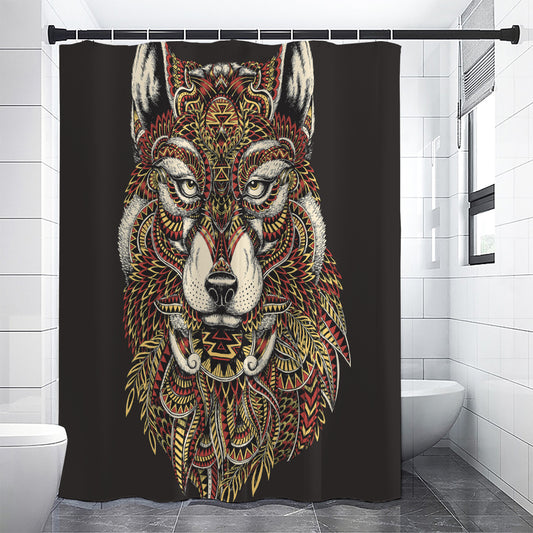 Native American Wolf Spirit Animal Print Premium Shower Curtain