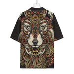 Native American Wolf Spirit Animal Print Rayon Hawaiian Shirt