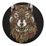 Native American Wolf Spirit Animal Print Round Blanket