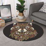 Native American Wolf Spirit Animal Print Round Rug