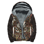 Native American Wolf Spirit Animal Print Sherpa Lined Zip Up Hoodie