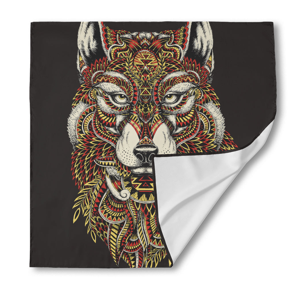Native American Wolf Spirit Animal Print Silk Bandana