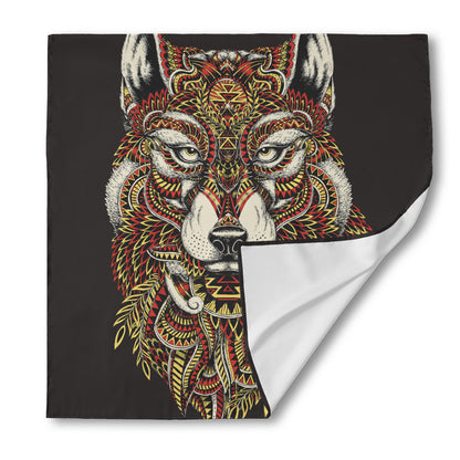 Native American Wolf Spirit Animal Print Silk Bandana