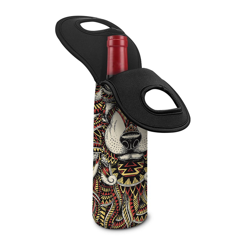 Native American Wolf Spirit Animal Print Single Neoprene Wine Tote