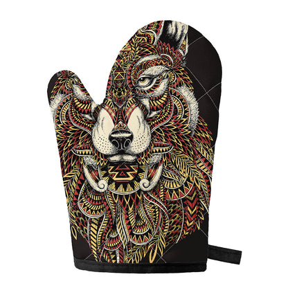 Native American Wolf Spirit Animal Print Single Oven Mitt