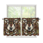 Native American Wolf Spirit Animal Print Tier Curtains
