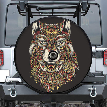 Native American Wolf Spirit Animal Print Tire Cover With Camera Hole