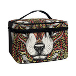 Native American Wolf Spirit Animal Print Travel Makeup Bag