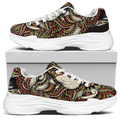 Native American Wolf Spirit Animal Print White Chunky Shoes