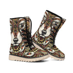 Native American Wolf Spirit Animal Print Winter Boots
