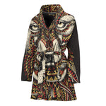 Native American Wolf Spirit Animal Print Women's Bathrobe