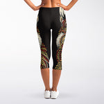 Native American Wolf Spirit Animal Print Women's Capri Leggings
