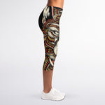 Native American Wolf Spirit Animal Print Women's Capri Leggings