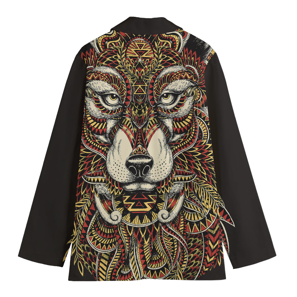 Native American Wolf Spirit Animal Print Women's Cotton Blazer