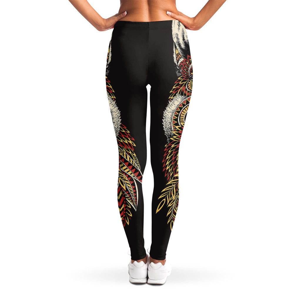 Native American Wolf Spirit Animal Print Women's Leggings