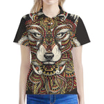 Native American Wolf Spirit Animal Print Women's Polo Shirt