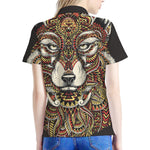 Native American Wolf Spirit Animal Print Women's Polo Shirt