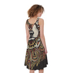 Native American Wolf Spirit Animal Print Women's Sleeveless Dress