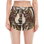 Native American Wolf Spirit Animal Print Women's Split Running Shorts