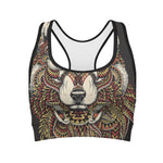 Native American Wolf Spirit Animal Print Women's Sports Bra