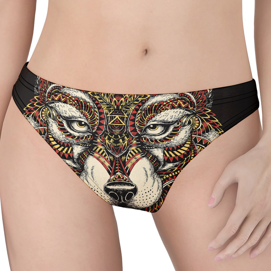 Native American Wolf Spirit Animal Print Women's Thong