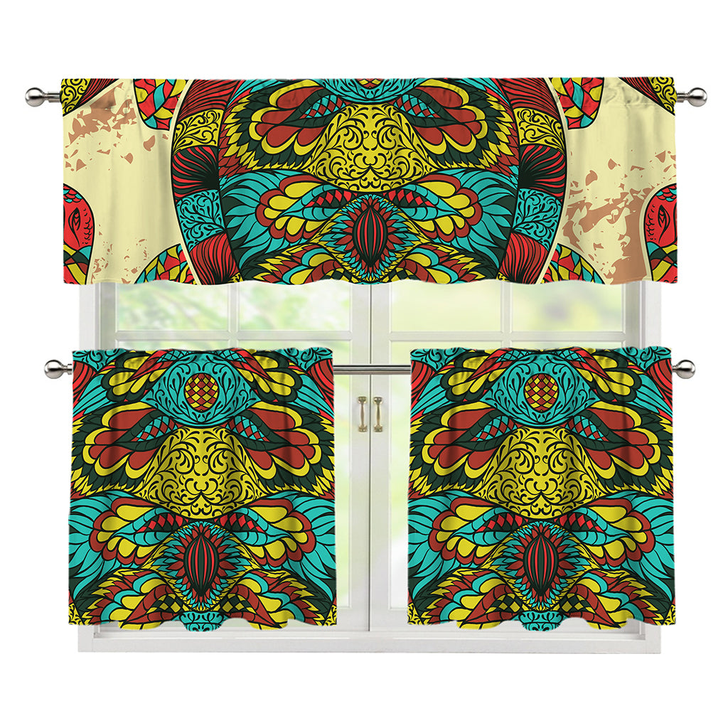 Native Bohemian Sea Turtle Print 3 Piece Kitchen Curtains