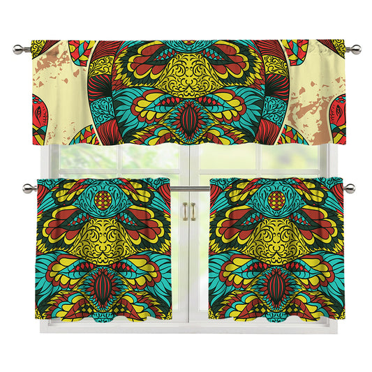 Native Bohemian Sea Turtle Print 3 Piece Kitchen Curtains
